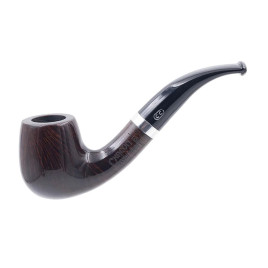 Chacom Hybride Brune polírozott briar pipa, hajlított szárral, ezüst színű gyűrvel
