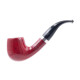 Chacom Hybride Rouge piros színű polírozott briar pipa, hajlított szárral, ezüst színű gyűrvel