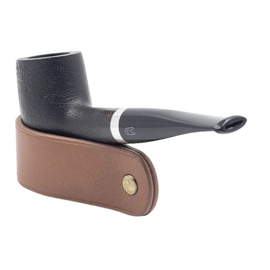 Chacom Hybride Sablee rusztikolt hanga gyökér pipa, egynes szárral, ezüst színű gyűrvel