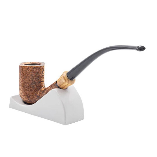 Chacom Ropp Bon Gout olvasópipa, hajlított ebonit szárral, kocka formájú pipafejjel