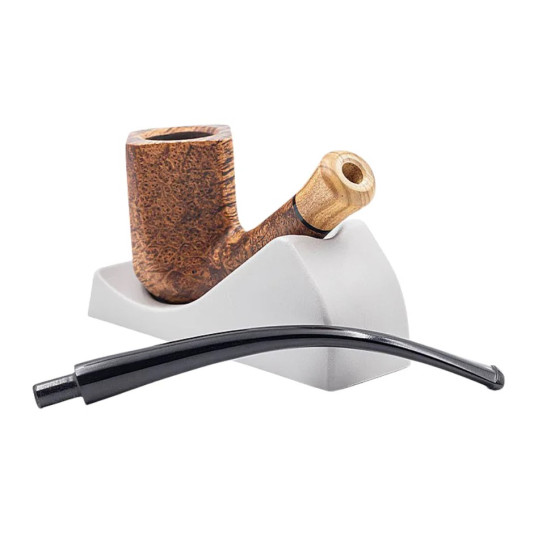 Chacom Ropp Bon Gout olvasópipa, hajlított ebonit szárral, kocka formájú pipafejjel