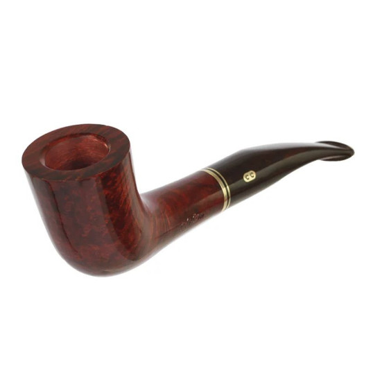 Chacom Montbrillant 88 vörösesbarna színű hanga gyökér pipa enyhén hajlított szárral - Kettő polírozott arany színű gyűrűvel