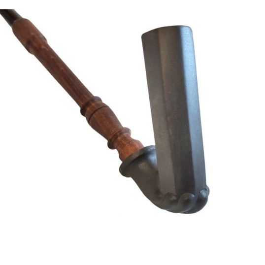 Matt fekete tradicionális magyar porcelán pipa, kéz mintával fából készült szárral - közepes kazán méret