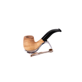 Jean Claude olivafa pipa 9mm filterrel - hajlított fekete szopókával - bent forma