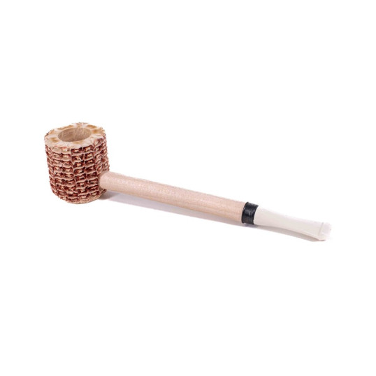Missouri Meerschaum Short Stop Corn Cob kukorica pipa filter nélkül - fehér szopókával és hosszú szárral