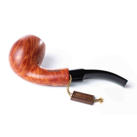 Lorenzo VIP Natural Bruyer gyökér pipa barna színű 9mm filter, enyhén hajlított nyerges akril szopókával - billiard - OUTLET