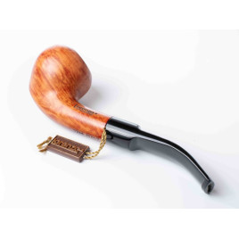 Lorenzo VIP Natural hanga gyökér pipa barna színű 9mm filter, enyhén hajlított nyerges akril szopókával - apple - OUTLET