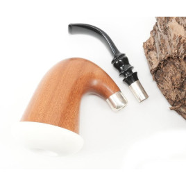 Kézzel készült Calabash stílusú tajtékpipa – Lopótök formájú, ezüst díszítéssel