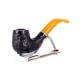 Padonio Black Rustic Yellow, fekete színű rusztikolt bruyer pipa, hajlított szárral-3