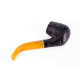 Padonio Black Rustic Yellow, fekete színű rusztikolt bruyer pipa, hajlított szárral-4