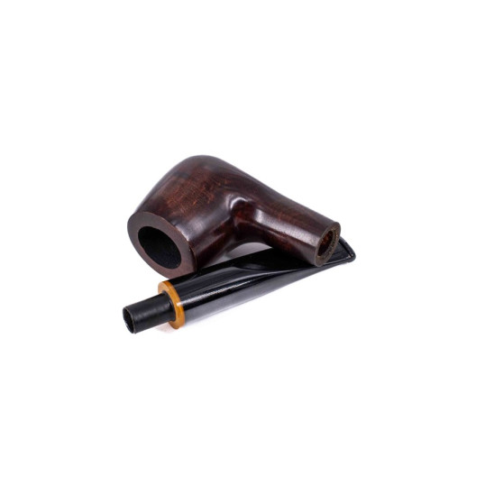 Padonio Line 1, sötétbarna színű bruyer pipa, egyenes szárral, akril csutorával és borostyán sárga gyűrűvel - 5