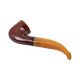 Padonio Line 2, világosbarna színű hanga gyökér pipa, enyhén hajlított szárral, akril borostyán sárga csutorával és fekete gyűrűvel - 4