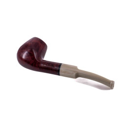 Padonio Line 3, vörösesbarna színű hangagyökér pipa, enyhén hajlított szárral, akril csutorával és fekete gyűrűvel - 4