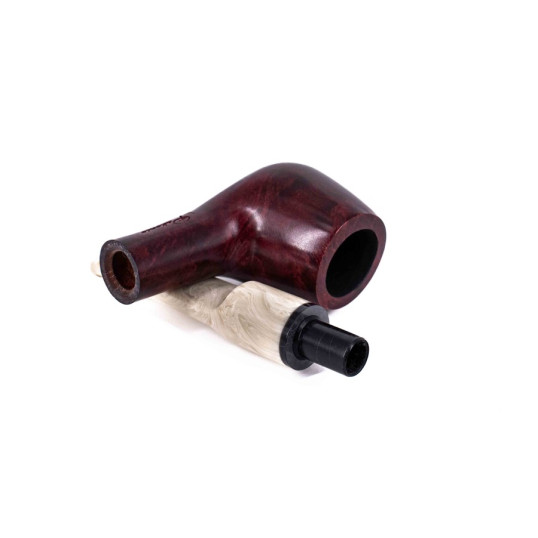 Padonio Line 3, vörösesbarna színű bruyer pipa, egyenes szárral, akril csutorával és fekete gyűrűvel - 6