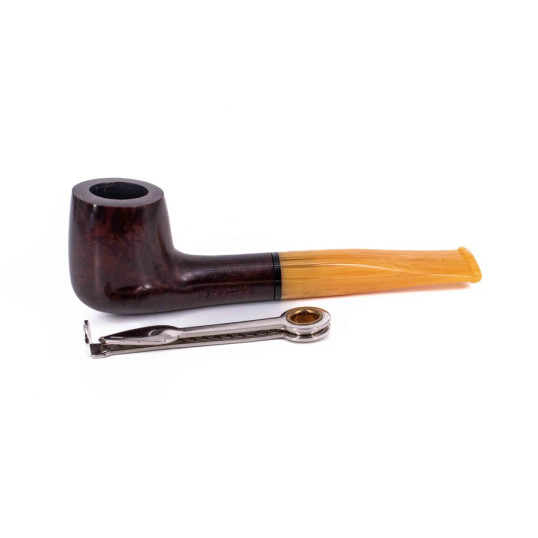 Padonio Line 4, vörösesbarna színű bruyer pipa, csurgatott akril csutorával és 9mm-es filterrel - 2