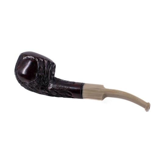 Padonio Panel Rustic , sötétbarna színű bruyer pipa, hajlított szárral, akril csutorával és fekete gyűrűvel - 2