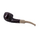 Padonio Panel Rustic , sötétbarna színű bruyer pipa, hajlított szárral, akril csutorával és fekete gyűrűvel - 2