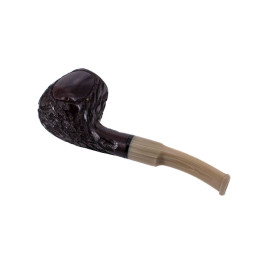 Padonio Panel Rustic , sötétbarna színű rózsagyökér pipa, hajlított szárral, akril csutorával és fekete gyűrűvel - 3