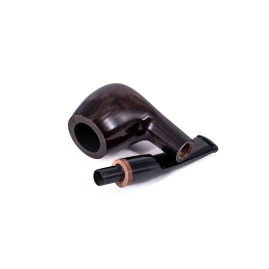 Padonio Woodring 3, sötétbarna színű rózsagyökér pipa, hajlított akril csutorával és barna gyűrűvel - 3