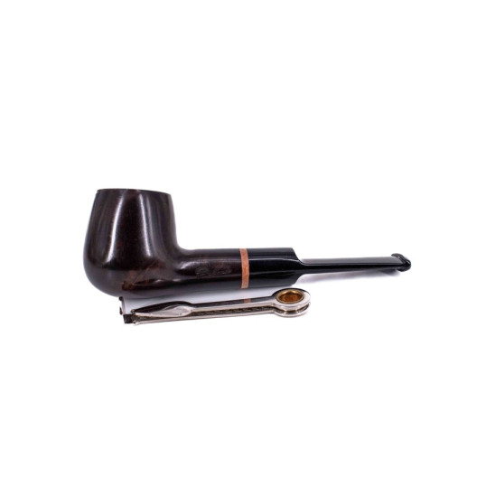 Padonio Woodring 4, sötétbarna színű rózsagyökér pipa, egyenes akril csutorával és barna gyűrűvel - 4