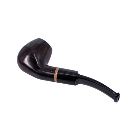 Padonio Woodring 7, sötétbarna színű rózsagyökér pipa, hajlított akril csutorával és barna gyűrűvel - 7