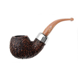 Peterson Derry Rusticated XL02 Fishtail sötétbarna színű rusztikolt pipa filter nélkül hajlított szárral