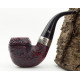 Peterson Sherlock Holmes Baskerville Sandblast P-Lip rusztikolt vörösesbarna színű hanga gyökér pipa 9mm filterrel bent típusú hajlított szárral