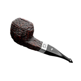 Peterson Sherlock Holmes Hudson Rustic P-Lip rusztikolt vörösesbarna színű hanga gyökér pipa 9mm filterrel enyhén hajlított szárral