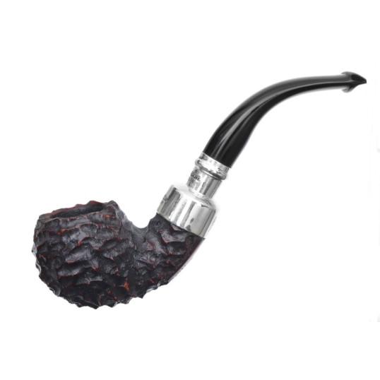 Peterson System Spigot Rusticated (303) P-lip rusztikolt sötétbarna Army Spigot filteres bruyer pipa hajlított szárral