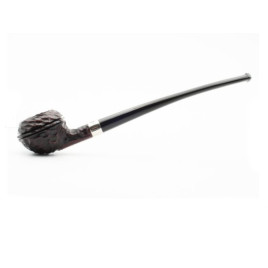 Peterson Tavern Rustic Rhodesian enyhén hajlított szárú filter nélküli churchwarden pipa