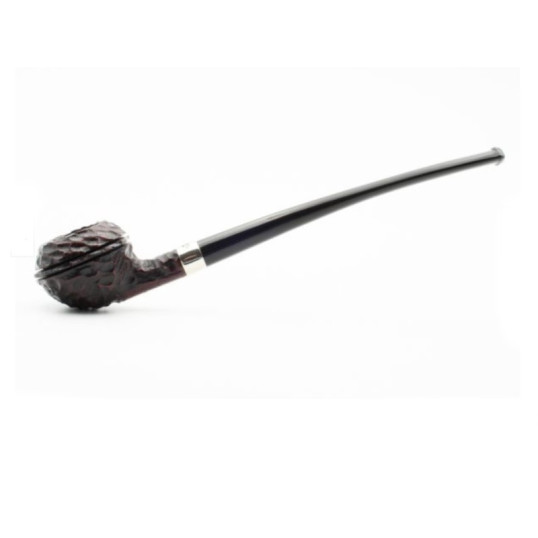 Peterson Tavern Rustic Rhodesian enyhén hajlított szárú filter nélküli churchwarden pipa