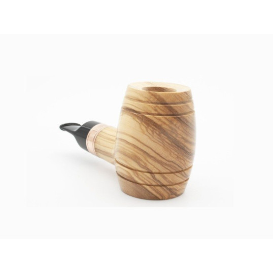 Rattray s Devils Cut Olive Smooth olívafáól készült pipa, whiskyes hordó formájú 9mm filterrel - réz gyűrűvel