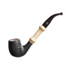 Rattray's Bamboo Bent Sandblast Black homokfúvott hangagyökér pipa bambusz szárral, filter nélkül