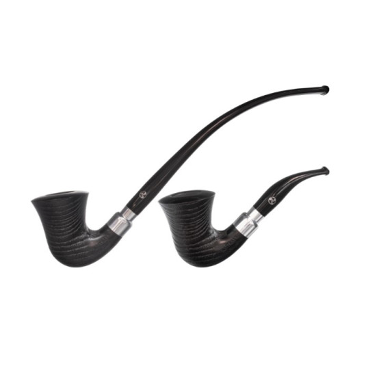 Rattray’s Carnyx G Black kőrisfa pipa – 9 mm filterrel, grafit betéttel, két szopókával