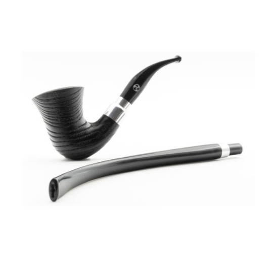 Rattray’s Carnyx G Black kőrisfa pipa – 9 mm filterrel, grafit betéttel, két szopókával