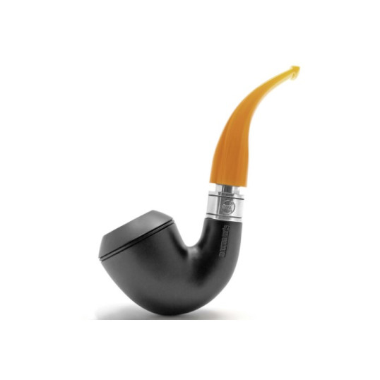 Rattray s Monarch Black 15, matt fekete színű briar pipa 9mm-es filterrel, hajlított pipaszárral