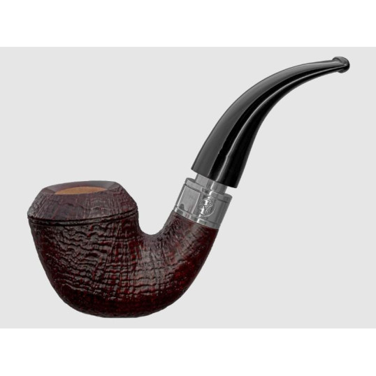 Rattray s Monarch Sandblast Red 15 homokfúvott vörösesbarna színű briar pipa 9mm-es filterrel - Hajlított pipaszárral