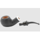Rattray s LTD Sandblast, fekete színű homokfúvott briar pipa 9mm-es filterrel, hajlított pipaszárral