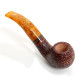 Savinelli Miele 642 Rusticata hanga gyökér pipa 9mm filterrel, borostyán sárga színű csutorával és hajlított szárral