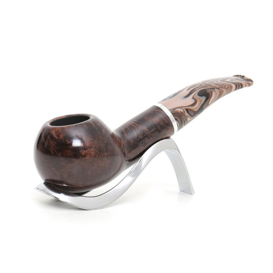 Savinelli Morellina Smooth Brown 321 hanga gyökér pipa 9mm filterrel, cappuccino színű csutorával és enyhén hajlított szárral