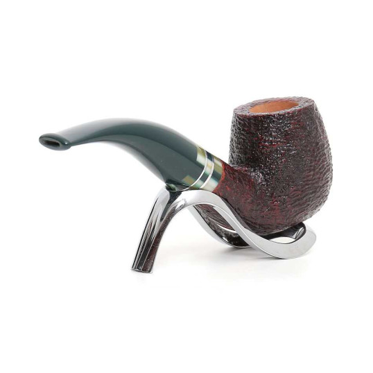 Savinelli Foresta 616 hanga gyökér pipa 9mm filterrel, zöld csutorával és hajlított szárral