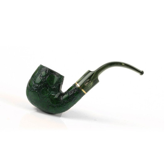 Savinelli Alligator Green 614 billiard hanga gyökér pipa 9mm filterrel - Zöld színű csurgatott szopókával és hajlított szárral