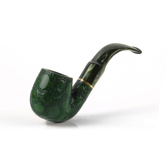 Savinelli Alligator Green 614 billiard hanga gyökér pipa 9mm filterrel - Zöld színű csurgatott szopókával és hajlított szárral