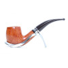 Savinelli Minerva Liscia Nature 601 hanga gyökér pipa, 9 mm filter, sima világos, természetes barna, akril hajlított szár, dupla ezüst színű gyűrű