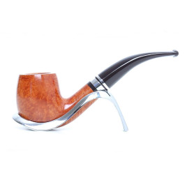 Savinelli Minerva Liscia Nature 601 hanga gyökér pipa, 9 mm filter, sima világos, természetes barna, akril hajlított szár, dupla ezüst színű gyűrű
