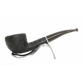 Savinelli Bosco Rustic Nera 316 hanga gyökér pipa 9mm-es filterrel, sötétzöld színű csurgatott hatású enyhén hajlított szárral
