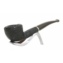 Savinelli Bosco Rustic Nera 316 hanga gyökér pipa 9mm-es filterrel, sötétzöld színű csurgatott hatású enyhén hajlított szárral