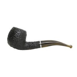 Savinelli Bosco Rustic Nera 626 hanga gyökér pipa 9mm-es filterrel, sötétzöld színű csurgatott hatású enyhén hajlított szárral