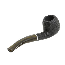 Savinelli Bosco Rustic Nera 626 hanga gyökér pipa 9mm-es filterrel, sötétzöld színű csurgatott hatású enyhén hajlított szárral
