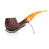 Savinelli St. Nicholas 2024 - 646 hanga gyökér pipa, 9 mm filter, borostyán sárga színű akril enyhén hajlított szár, arany-piros színű gyűrű
